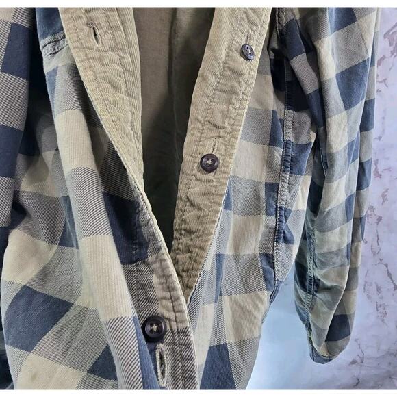 Tailor Vintage Shirt Mens XL Brown Corduroy Button Plaid Reversible Buffalo Blue - Picture 13 of 15